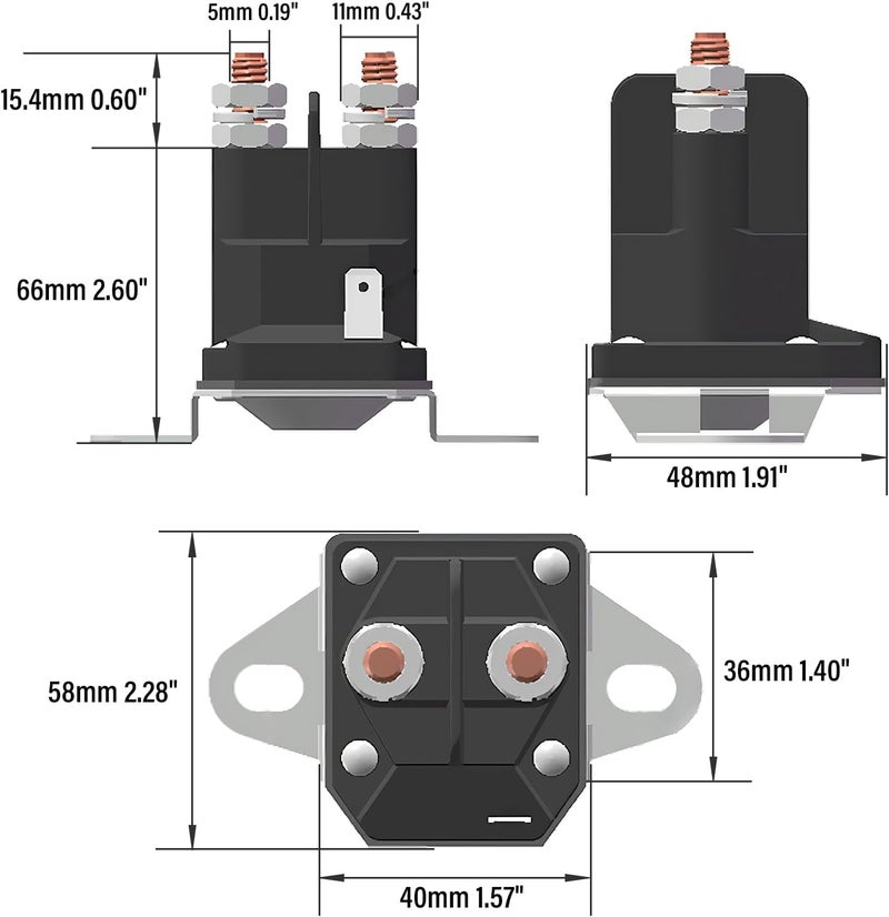 JTAREA 435-700 Starter Solenoid 12V 3 Terminals Lawn Mower Solenoids Relay Replacement Parts for Sten 435-700 Husqvarna 539101714 TromBetta 812-1221-211 854-1221-210 93265-9 93265WR 93265-WR - Image 2